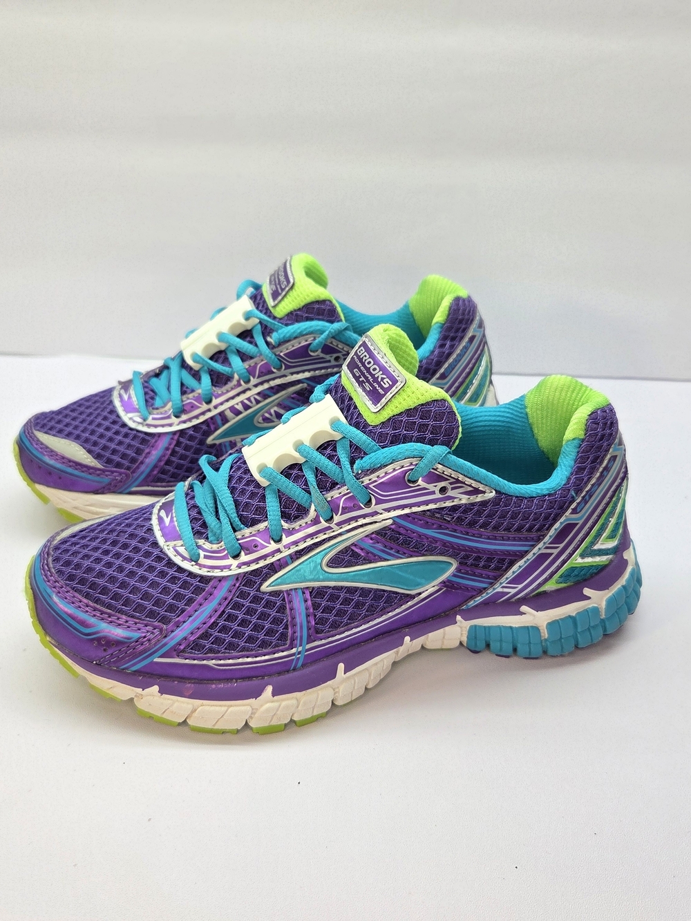 Brooks Adrenaline GTS 15 Kids Purple Blue Sneaker Shoe Size 2